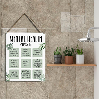 Mental Health Decor, Psychotherapy Sign Counselor Office Decor, Wall Art Wooden Hanging Plaque 10 X 8 Inch, for Office Bedroom Living Room Home, Anxiety...