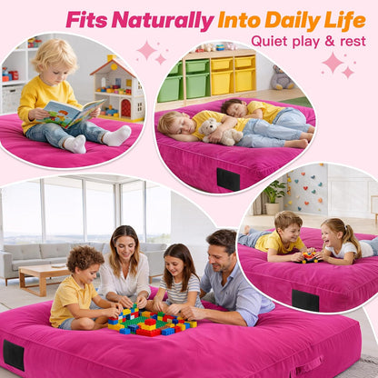 Crash Pad for Kids Sensory – 5'X 5'/ 4'X 4'/ 3'X 4' Autism Sensory Crash Pad & Crash Mat, Soft High Density Foam Landing Pad with Washable Velvet Cover & Handle for Indoor Play & Sensory Gym