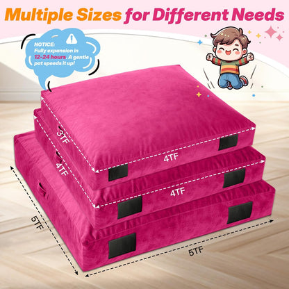 Crash Pad for Kids Sensory – 5'X 5'/ 4'X 4'/ 3'X 4' Autism Sensory Crash Pad & Crash Mat, Soft High Density Foam Landing Pad with Washable Velvet Cover & Handle for Indoor Play & Sensory Gym