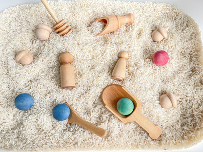 Deluxe Set of Sensory Bin Tools, Small Wooden Tools, Sensory Tools, Montessori